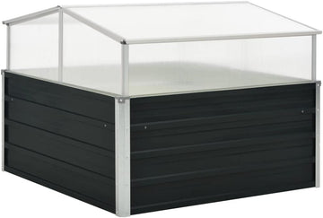 E Galvanized Steel Greenhouse with Raised Garden Bed, 39.4"x39.4"x30.3" Square Cold Frame Planter Box, Open Bottom