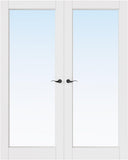 French Door 60" x 80" (Double 30" x 80") Clear Glass Door Slabs with Pre-Hung Jamb, Black Hinges, Levers and Latch