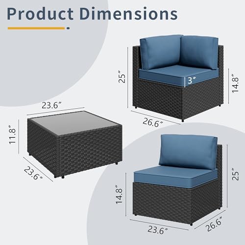 5-Piece Rattan Outdoor Patio Furniture Set | Black All-Weather Resistant for Patio, Garden & Porch