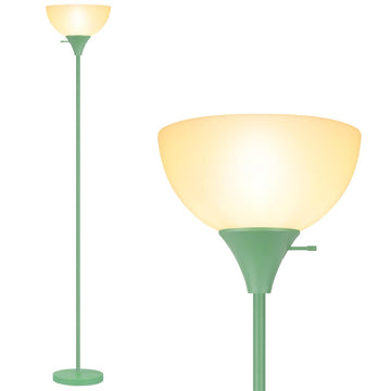 Floor Lamp, LED Standing Lamps with White Plastic Shade, Corner Floor Lights Bedroom, Rotary Switch, Bulb not
