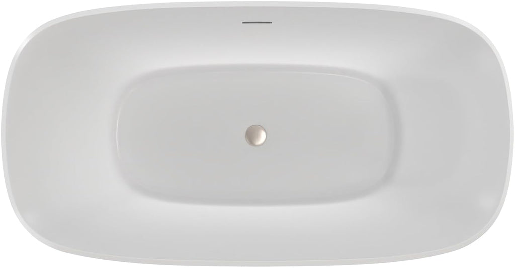 Elegance 59 in. L x 31 in. W x 23-5/8 in. H Freestanding Acrylic Bathtub, Brushed Nickel Drain