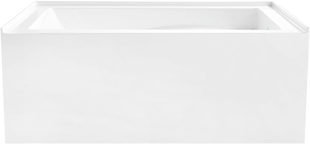 VTAM5432R22D 54-Inch Anti-Skid Acrylic 3-Wall Alcove Tub with Right Hand Drain, Glossy White