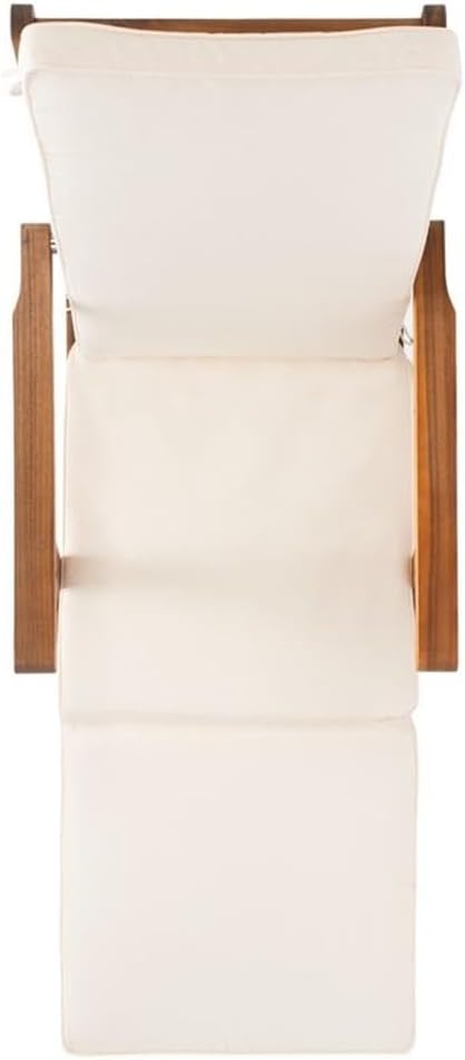 Outdoor Palmdale Chaise Lounge Chair - Brown & Beige - Solid Wood with Cushion - Deck-Chair Design - Ideal, 21.9"W