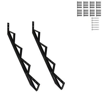 35 Inch Black Steel Stair Step Riser, 4-Step Metal Stair Stringer, 2 Pack Steel Stair Stringer for 35" Height Deck