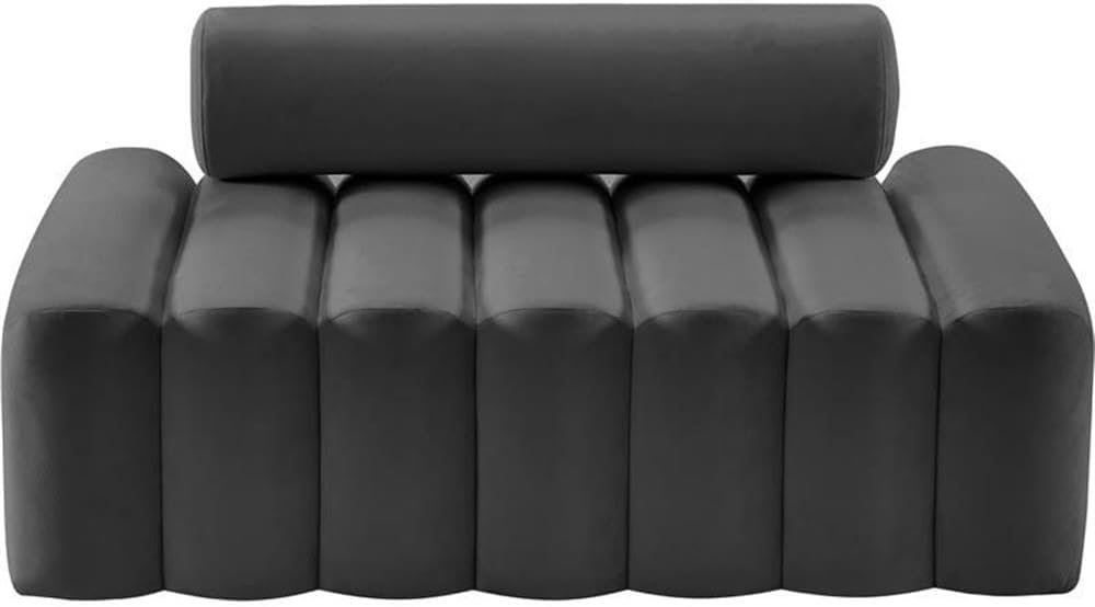 647Grey-L Melody Collection Modern | Contemporary Velvet Upholstered Loveseat with Deep Channel Tufting