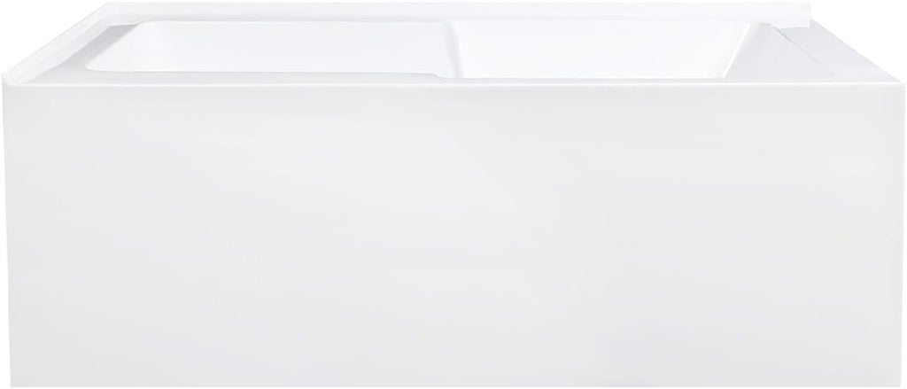 VTAM6032L22S 60-Inch Acrylic 2-Wall Corner Alcove Tub with Corner Apron, Left Hand Drain Hole, White