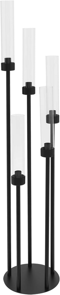 5 Arm Candelabra Set of 4 with Acrylic Lampshades, 41.3 Inch Tall Candelabra Centerpieces for Table, Metal Floor