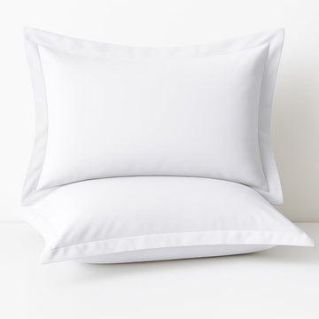 2 Pack Pillow Shams Standard Size 20x26 - 600 Thread Count 100% Organic Cotton White Pillow Covers with 2 Inch