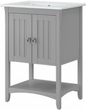 24-Inch Bathroom Vanity with Sink – Freestanding Storage Cabinet in Cape Cod Gray