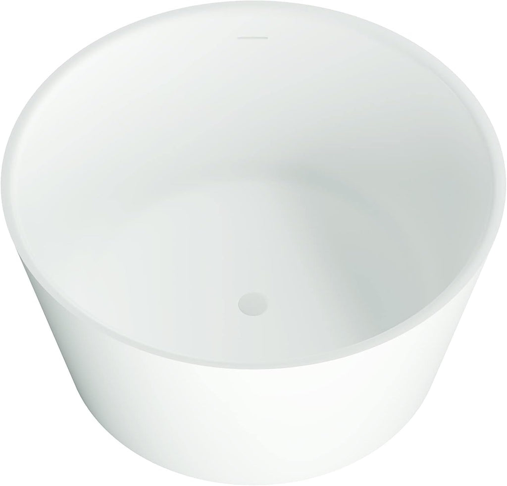 078 48" Round Luxury Stone Resin Solid Surface Freestanding Bathtub White Modern-Roud 48"