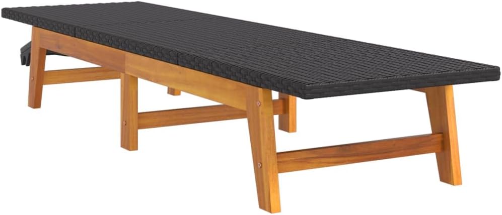 Outdoor Sun Lounger with Side Table, PE Rattan Reclining Chair for Garden Patio Poolside, Adjustable Backrest with