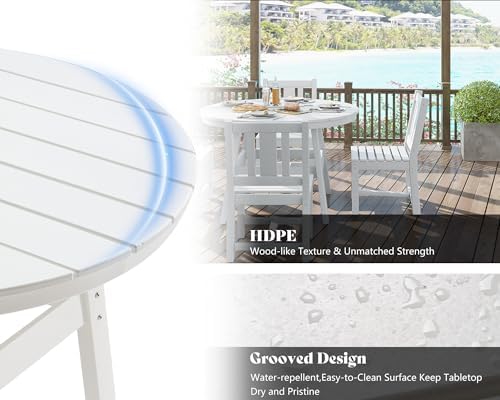 5-Piece HDPE Outdoor Patio Furniture Set - Dining | White All-Weather Resistant for Backyard, Garden & Porch