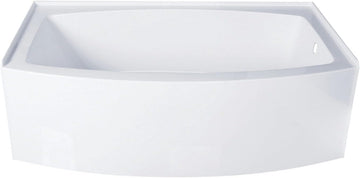 VTDR663222R 66-Inch Acrylic Curved Apron 3-Wall Alcove Tub with Right Hand Drain, Glossy White