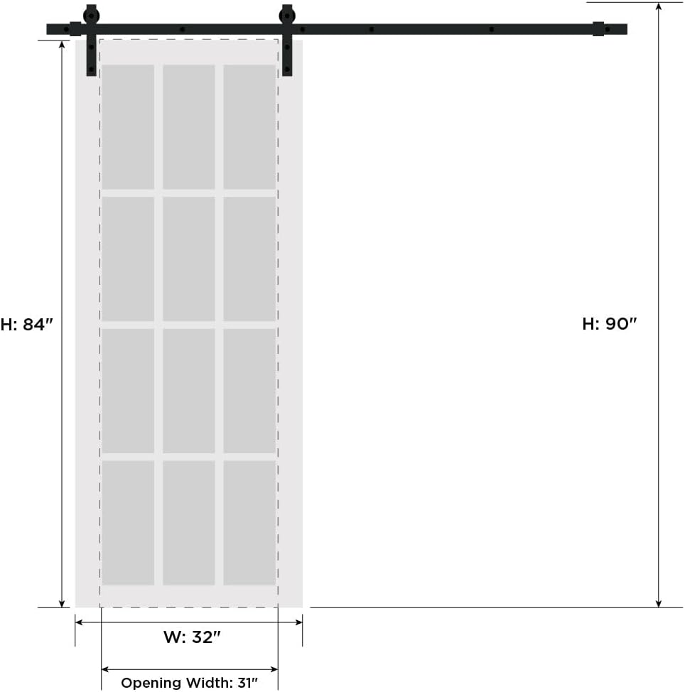 Interior Modern Barn Door 32 x 84 inches | Ego 5005 Cognac Oak | 6.6FT Rail Track Heavy Hardware Set