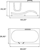 Whirlpool bathtub with door hydrotherapy Walk-in 60” x 30” 6 jets - Dolly