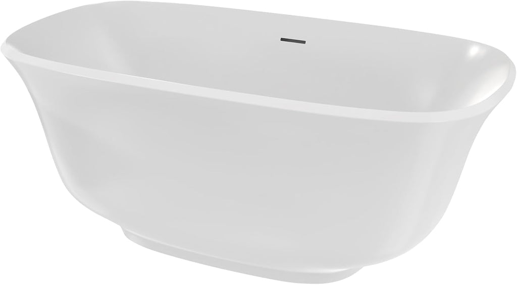 Elegance 59 in. L x 31 in. W x 23-5/8 in. H Freestanding Acrylic Bathtub, Brushed Nickel Drain