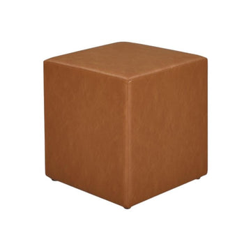 Living Warren 18" Cube Ottoman, Urban Transitional, Fully Assembled, Vegan Leather Fabric, Carmel