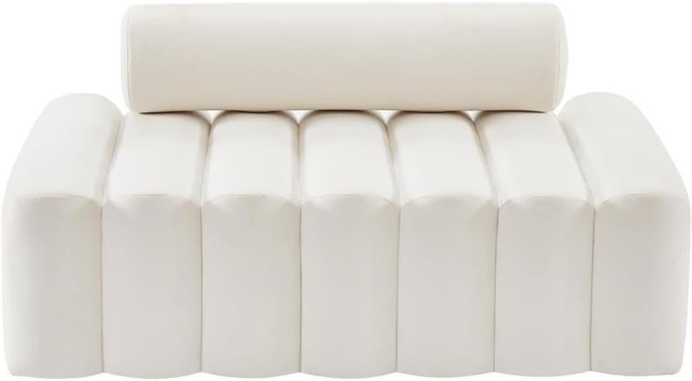 647Cream-L Melody Collection Modern | Contemporary Velvet Upholstered Loveseat with Deep Channel Tufting