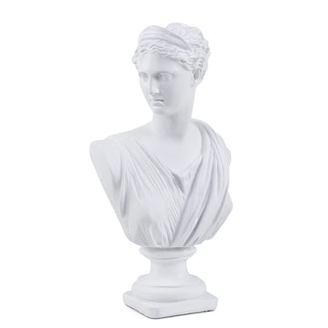11.8 Inch Classic Greek White Athena Woman Bust Statue, Large Resin Goddess Anna Sculpture Décor