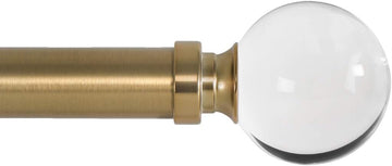 Drapery Treatment Window Curtain Rod - Acrylic Ball 1 inch Pole. 28 to 48 Inch. Warm Gold
