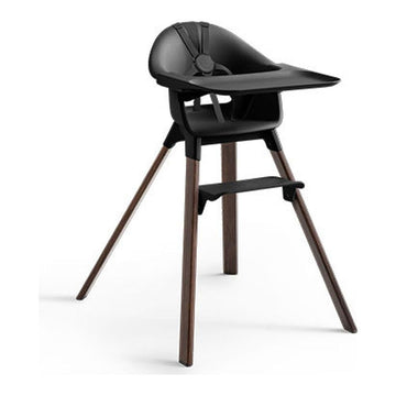 Clikk High Chair, Includes Tray + Harness, Black/Warm Brown