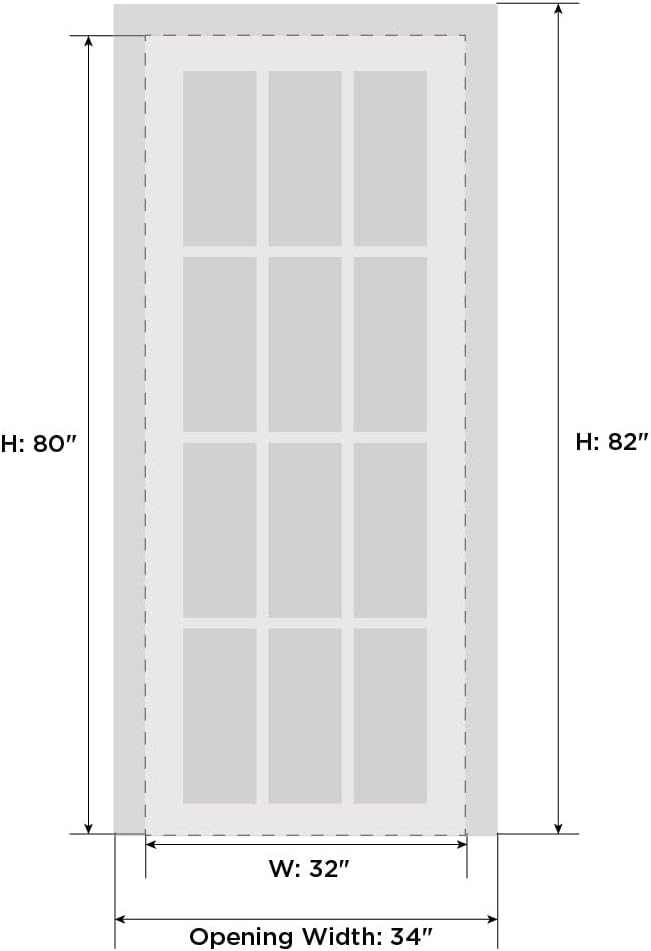 Interior Door 32 x 80 inches | Base 7422 White | Single Regular Panel Frame Handle | Bathroom Bedroo
