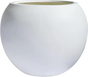 17" H x 21" Dia White Fiberstone Planter Pot with Drainage Hole, Extra Large Round Indoor Outdoor Flower Pot for