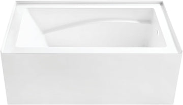 VTAM5432R22D 54-Inch Anti-Skid Acrylic 3-Wall Alcove Tub with Right Hand Drain, Glossy White