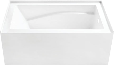VTAM5432R22D 54-Inch Anti-Skid Acrylic 3-Wall Alcove Tub with Right Hand Drain, Glossy White