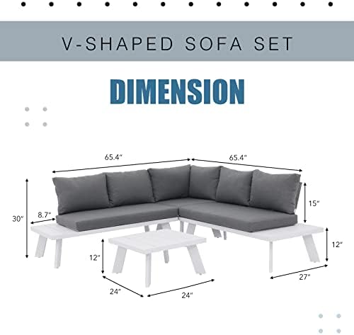 4-Piece Aluminum Outdoor Patio Furniture Set | White All-Weather Resistant for Patio, Garden & Porch