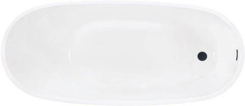 VTRS542827C310 54" Acrylic Oval Single Slipper Freestanding Tub with Drain, Glossy White/Matte Black