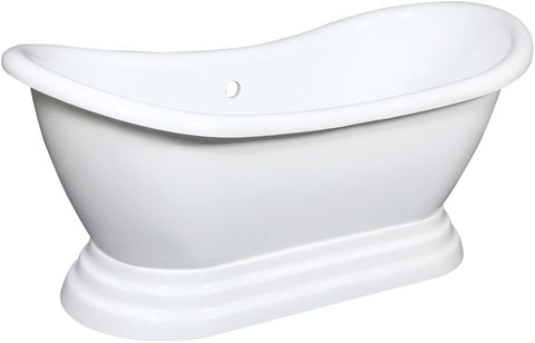 VTPDS602827 Aqua Eden 60" Acrylic Double Slipper Pedestal Tub, Glossy White