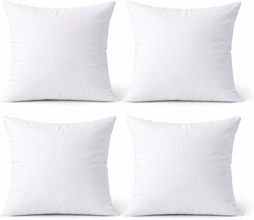 18 x 18 Inch Throw Pillow Inserts, Square Polyester-Filled Pillow Forms for Decorative Covers, White - Set of 4