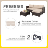 3-Piece Wicker Outdoor Patio Furniture Set | Khaki All-Weather Resistant for Patio, Garden & Porch