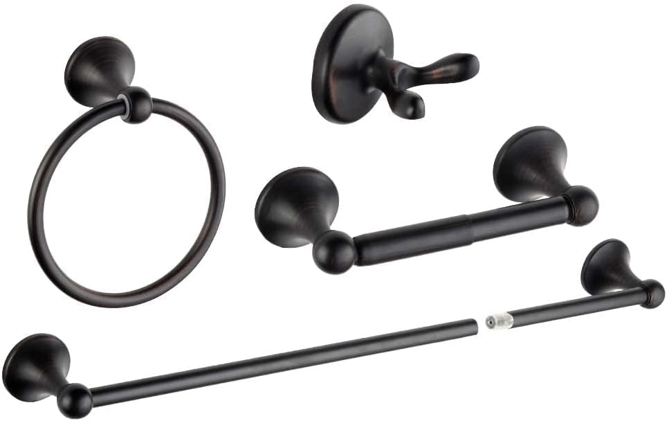 8 Piece Bathroom Accessory Set(Adjustable Towel Bar, Towel Ring, Toilet Paper Holder,Towel Robe Hook), Wall Mounted