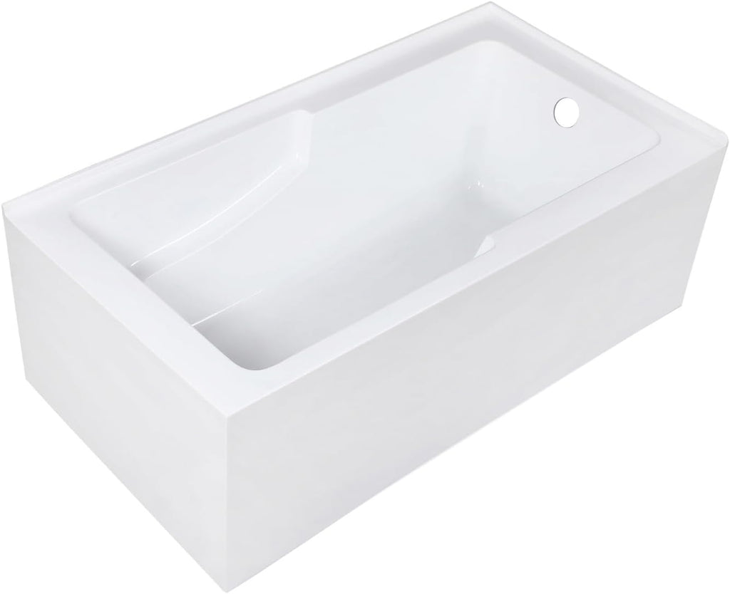 VTAM6032R22S 60-Inch Acrylic 2-Wall Corner Alcove Tub with Corner Apron, Right Hand Drain Hole, White