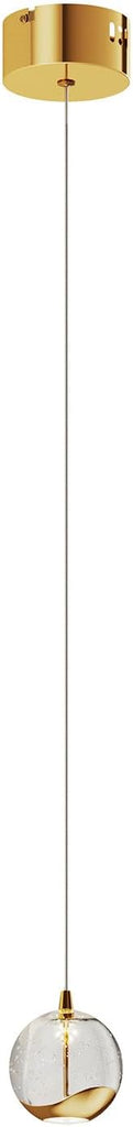 Modern Gold Single Pendant Light with Bubble Glass, Small Globe Pendant Light 70.86" Drop, Kitchen Pendant Lighting