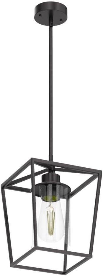 Black Pendant Lights Kitchen Island, 1-Light Farmhouse Kitchen Pendant Lighting Over Island, Metal Cage Island