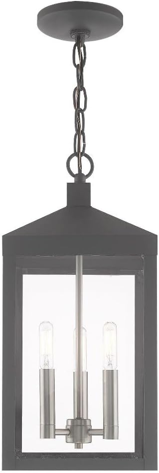 3 Light Antique Brass Outdoor Pendant Lantern