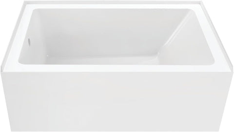 VTAP5436L22 54-Inch Acrylic 3-Wall Alcove Tub with Left Hand Drain, Glossy White