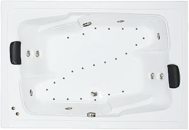 72 in. x 54 in. Acrylic Rectangular Drop-In Combination Bathtub with Center Drain in White