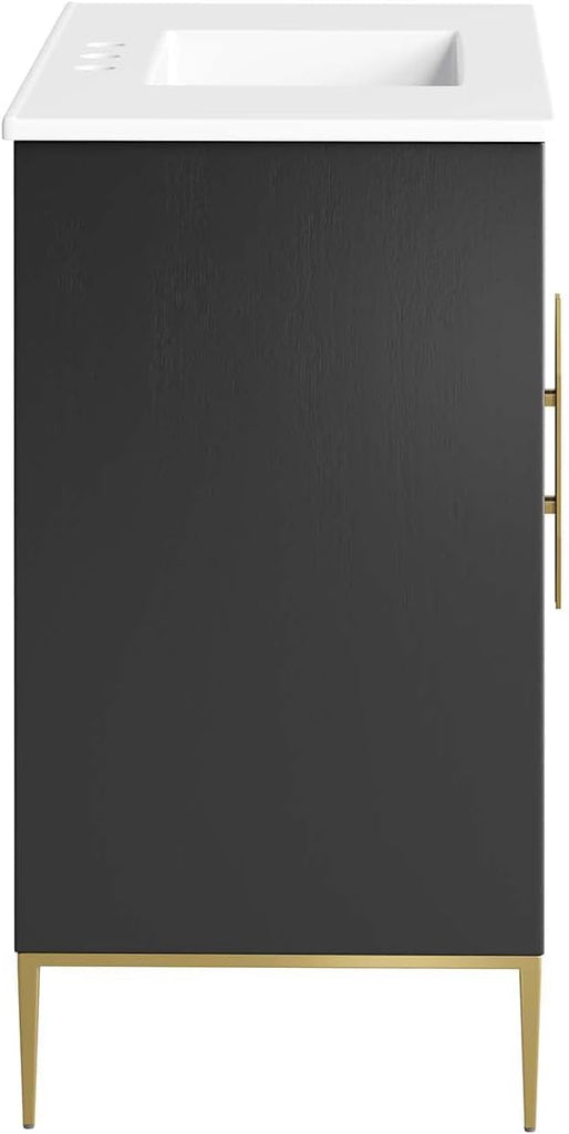 Awaken Bathroom Vanity Cabinet, 36", White Black