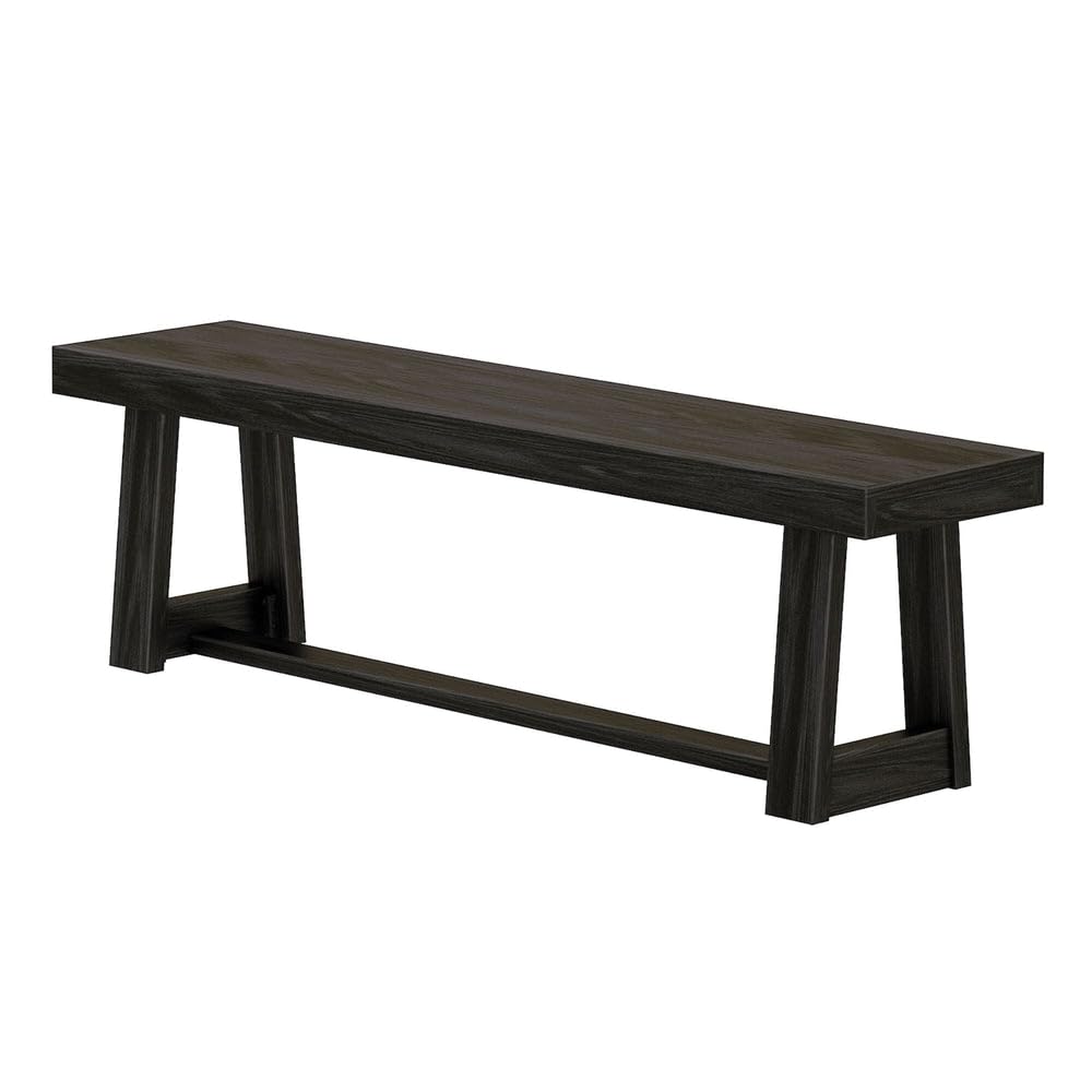 Classic Dining Bench, 60 Inch, Black Wirebrush
