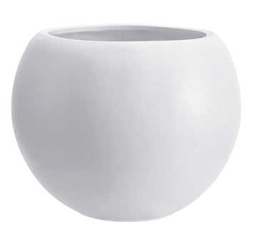 13.5" H x 17" Dia White Fiberstone Planter Pot with Drainage Hole, Large Indoor Outdoor Flower Pot for Artificial