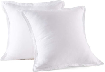 Stone Washed French Linen European Pillow Shams, Set of 2 Pieces, 26 inches x 26 inches Square Euro Sham, Super Soft