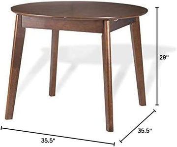 35.5'' - 45'' Extendable Round Dining Room Table, Solid Wood, Medium Brown Color