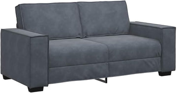Upholstered 2-Seater Sofa Dark Gray 55.1 Inch Velvet Loveseat with Wide Armrests , Small Sofa with Sturdy Wood and