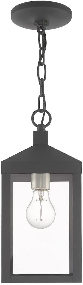 1 Light Brushed Nickel Outdoor Pendant Lantern