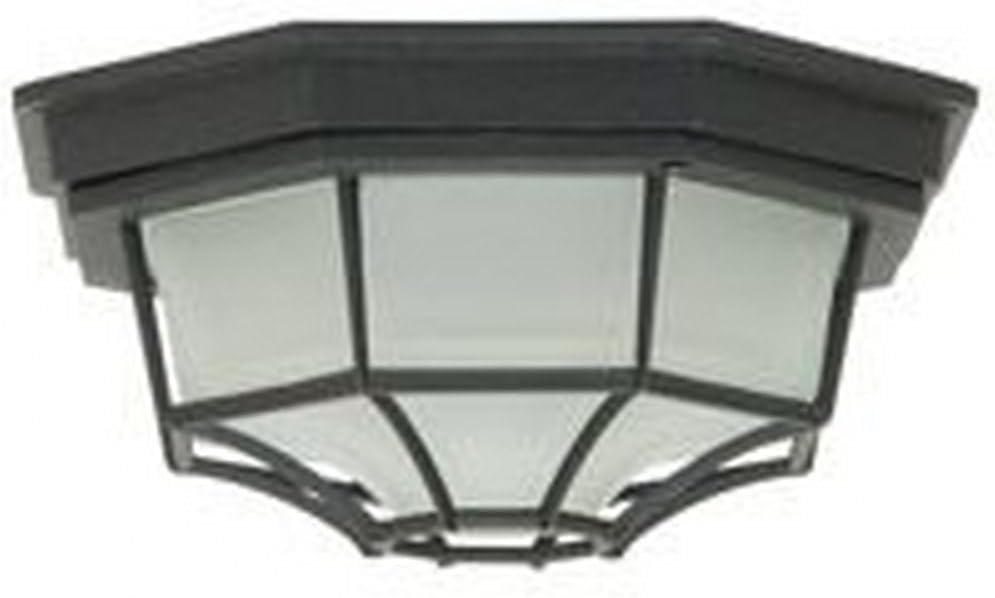 Bulkhead Outdoor Octagonal Flush Mount Ceiling Lighting, 1-Light 60 Watt (9" W x 5" H), Matte Black