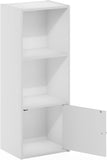 LUDER Book Shelf, 3-Tier Modern Bookshelf, Bookcase with 1 Door Storage Cabinet, 9.3 x 12 x 31.5